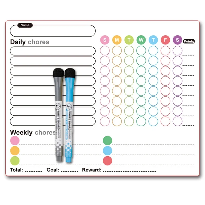 Daily Good Habits Develop Weekly Schedule Magnetic Whiteboard Learn Self-discipline Clock in Refrigerator Sticker