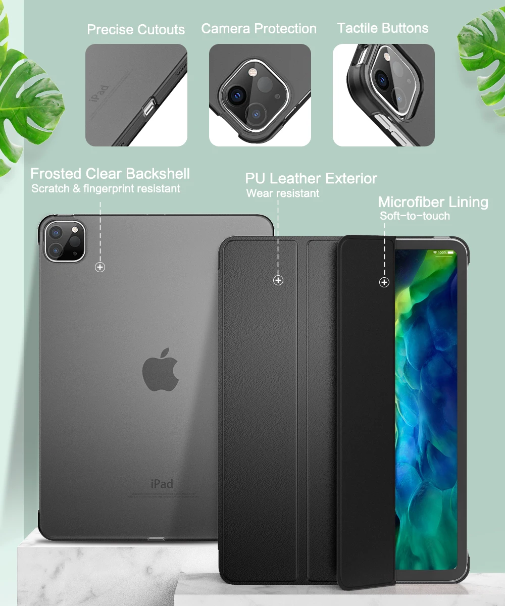 Case For iPad Pro 11 2020 2nd Generation[Support for Apple Pencil Charging] Slim Lightweight Translucent Shell Protective Cover