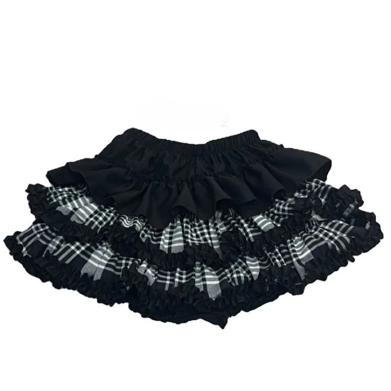 Deeptown Harajuku Gothic Mini Rok Vrouwen Vintage Grunge Y2k Zwarte Ruffle Rokken Punk 2000s Hoge Taille Korte Rokken Esthetische