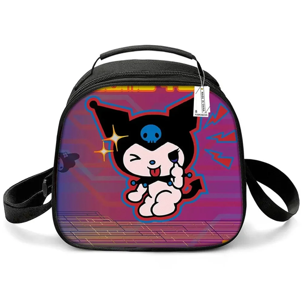 Sanrio Kids School Cute Cartoon borsa da pranzo isolata borsa da Picnic Kuromi di grande capacità borsa da viaggio portatile per studenti