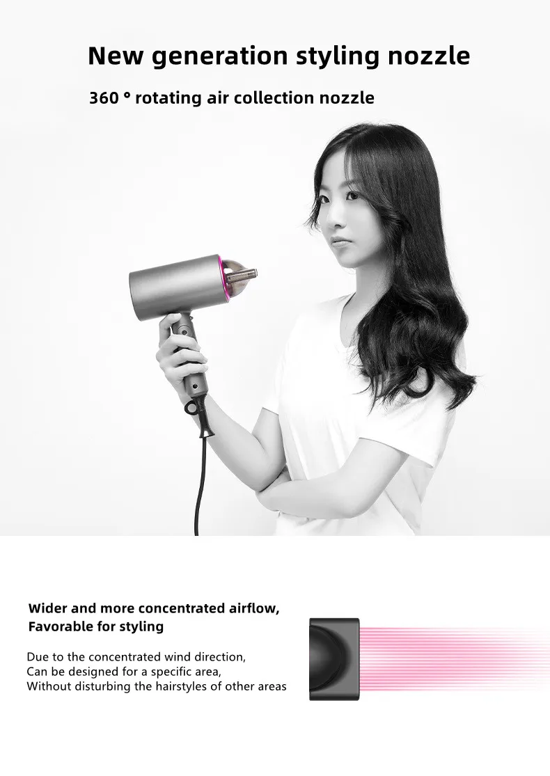 EU/UK/US New Product Hair Dryer Eu/Us Plug-In Foldable High-Speed Strong Negative Ion Household Hair Salon Portable Hair Dryer