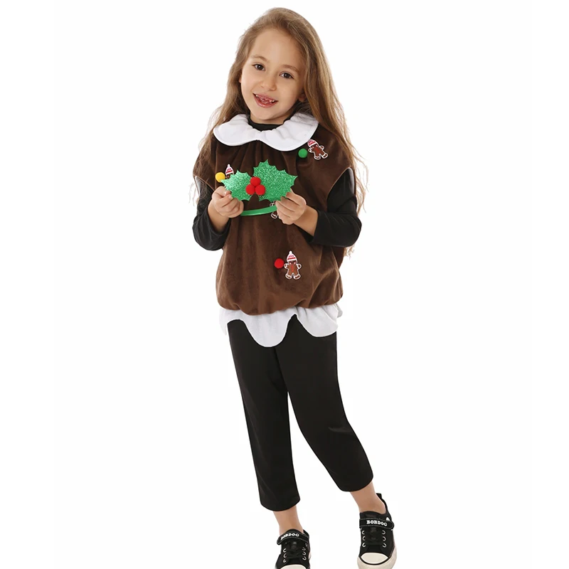 Children Xmas Sweet Dress Up 2024 New Arrival Girl Christmas Pudding Costume