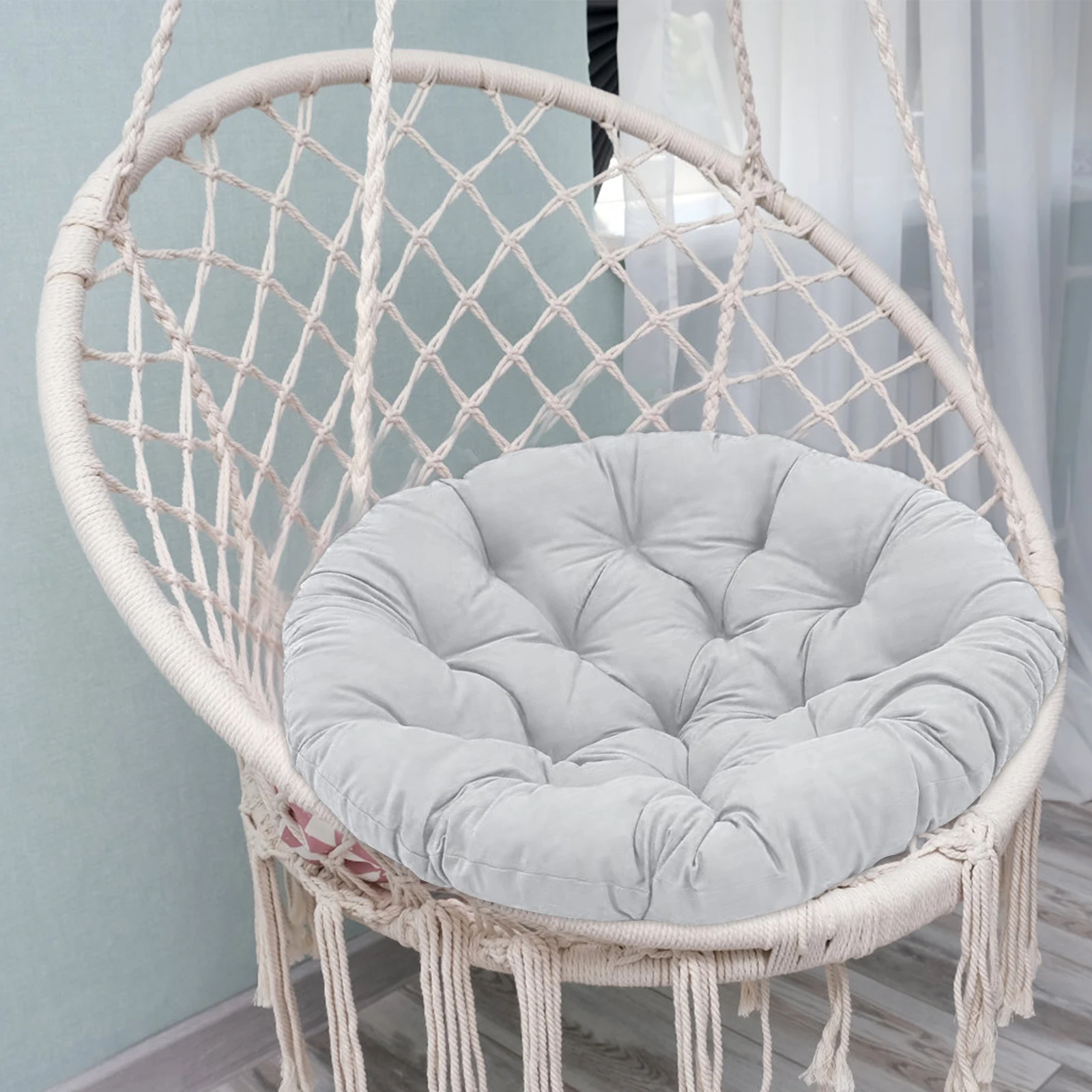 20 Inch Round Papasan Chair Cushion Thick Egg Chair Cushion Garden Hanging Basket Chair Mat for Courtyard Bedroom Accessory