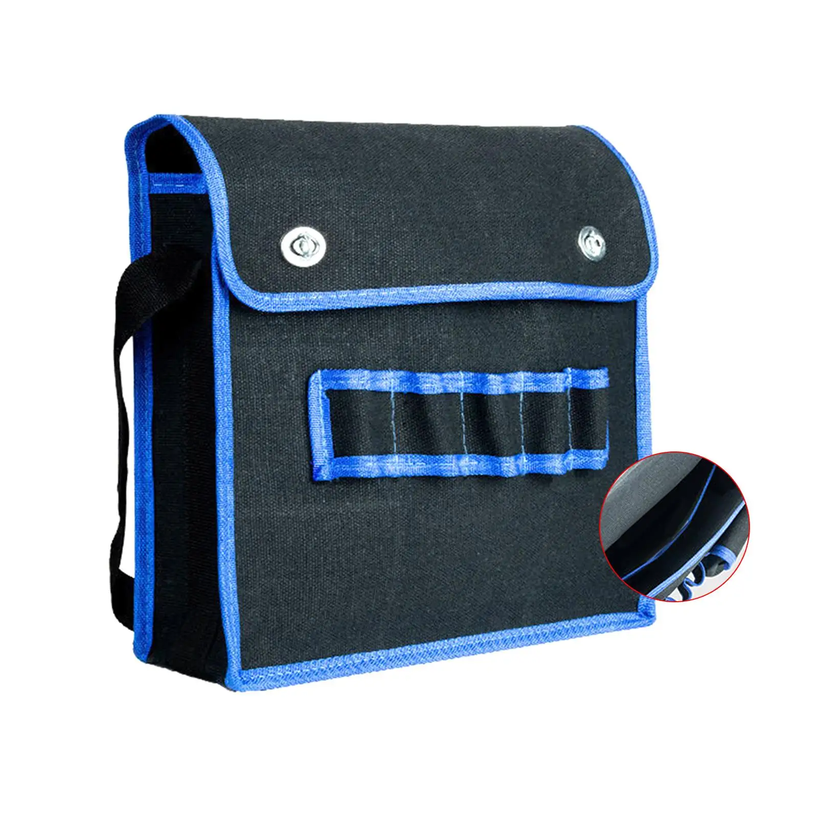 Large Canvas Toolbag Wear Resistant Multifunction Pouch with External Pocket for Electrician Carpenter Plumber Builder Gardener
