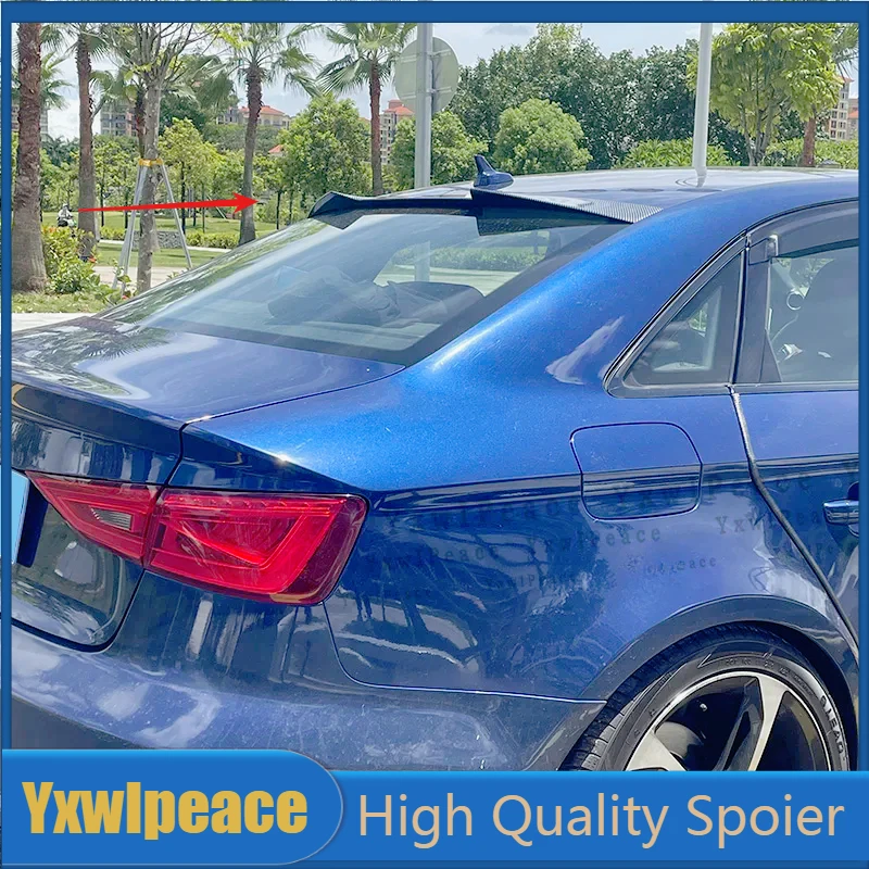 

For Audi A3 S3 8V Sedan 2014-2020 ABS Gloss Black / Carbon Look Rear Roof Window Spoiler Wing Body Kit Accessories