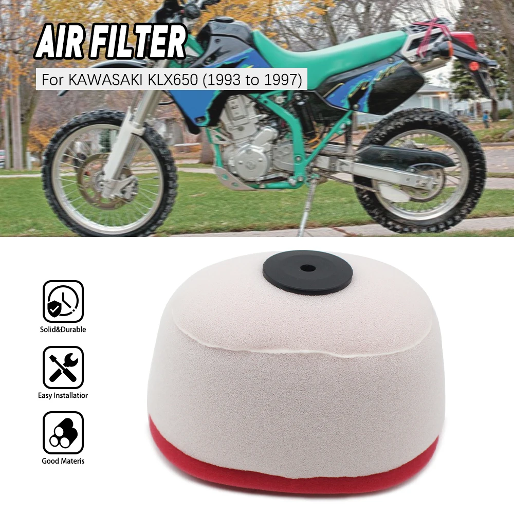 

Motorcycle Dual Foam Air Filter Cleaner For Kawasaki KLX650 KLX 650 C1 C2 C3 C4 C5 1993 1994 1995 1996 1997