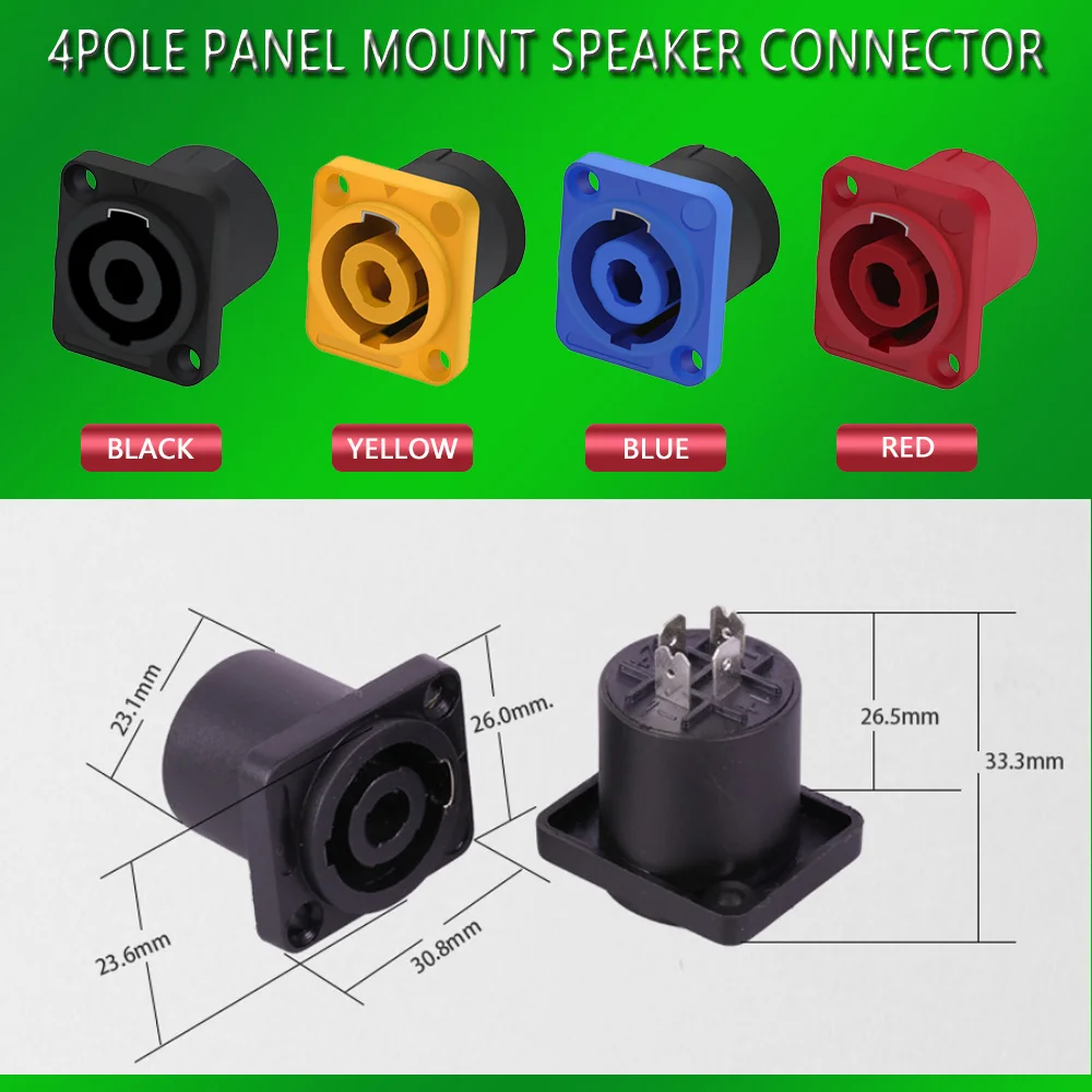 10pcs/lot 4 Pin Speaker Power Connector Female Jack Panel Mount 4 Pole 4 Core Chassis Socket Amplifier Loudspeaker Chassis