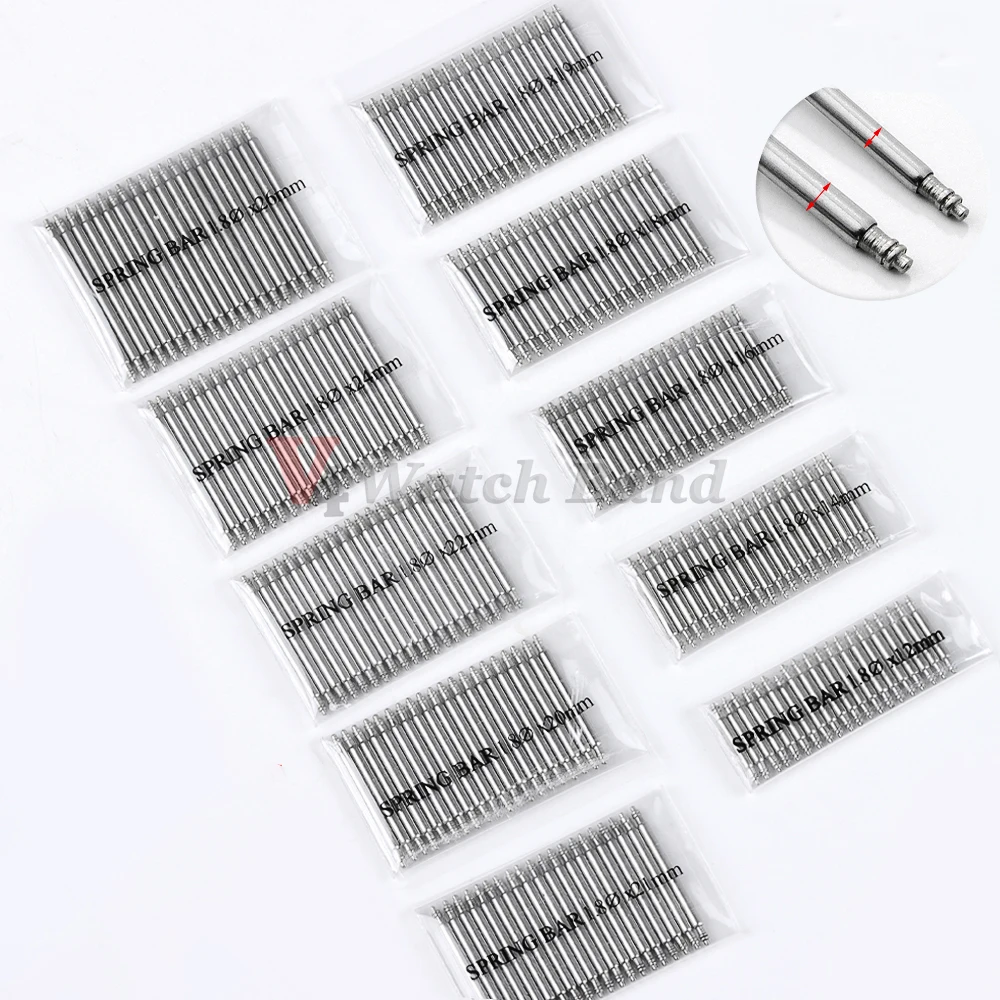 20pcs Watch Band Links Bar 18mm 19mm 20mm 21mm 22mm Spring Bars Dia 1.3mm/1.5mm/1.8mm Stainless Steel Link Pins Connecting Rod