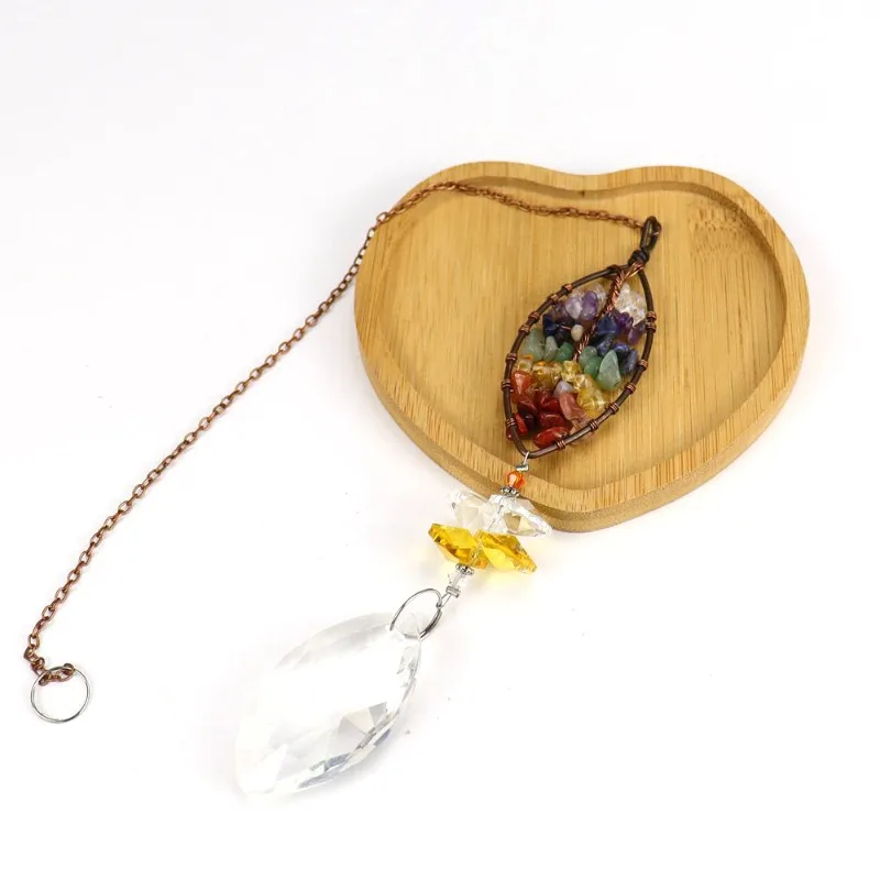 Crushed Stone Tree of Life Crystal Pendant Crystal Christmas Decoration Suncatcher Hanging Ornament