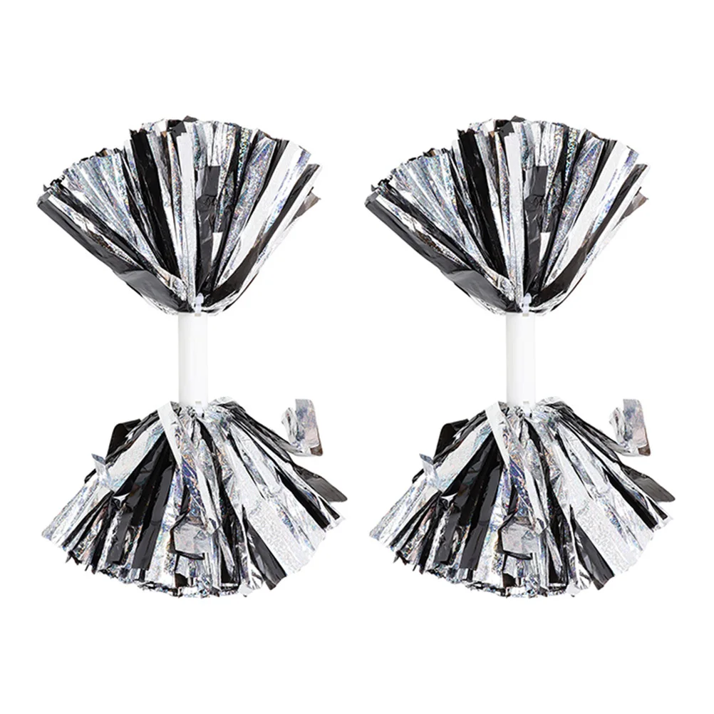 

2Pcs Metallic Cheerleader Pom Poms Bright Cheering Props Reusable Performance Pom Poms for Sports Team Dance Festival Activities