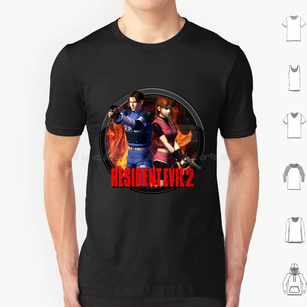 2 T Shirt Big Size 100% Cotton 2 Leon Claire Survival Horror Video Game Gaming Zombies Creature Classic Horror Scary Ps1 N64