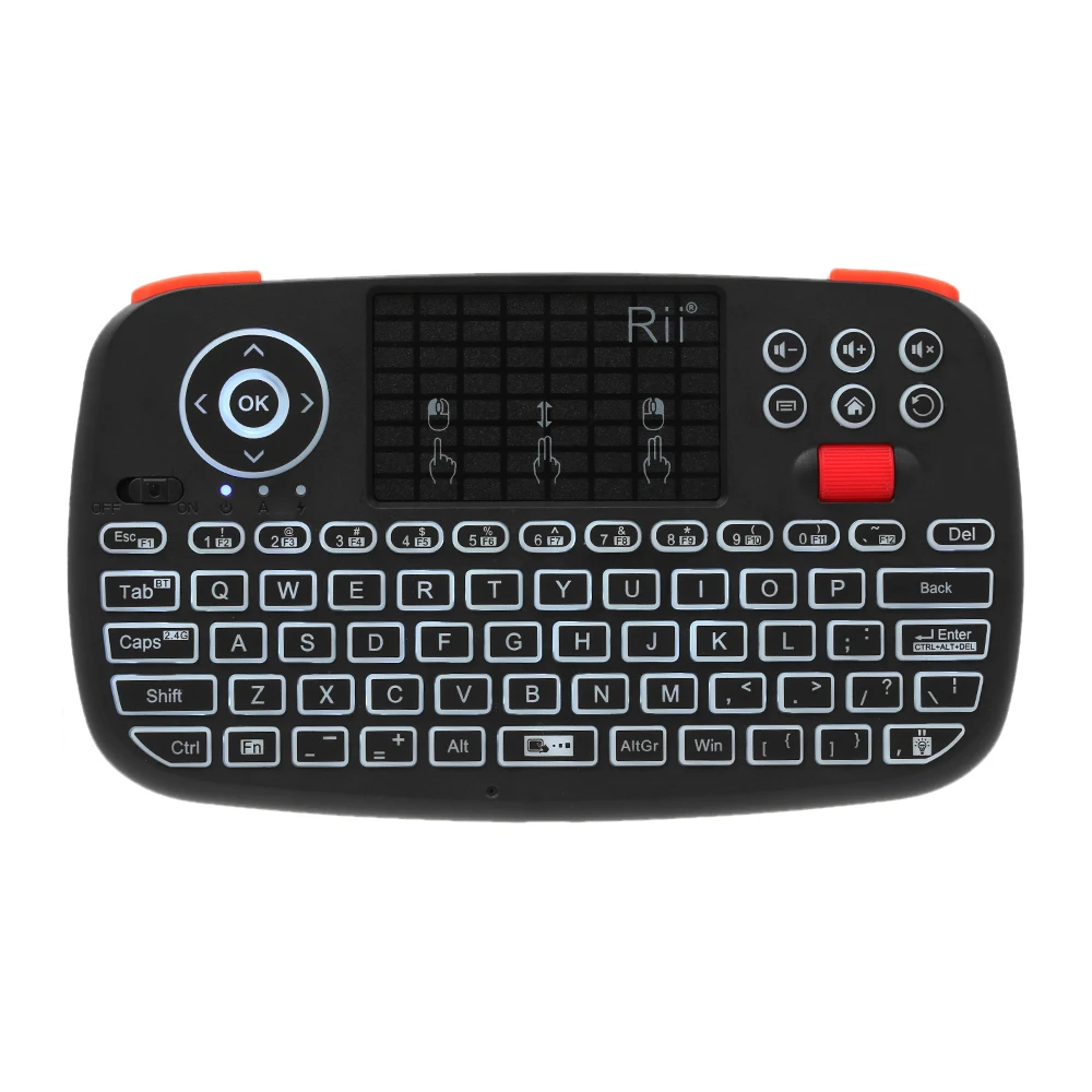 Oryginalna klawiatura Rii i4 Bluetooth US/RU/HE/ES/FR przenośna Mini klawiatura bezprzewodowa z podświetlaną klawiaturą Touchpad Android/Window