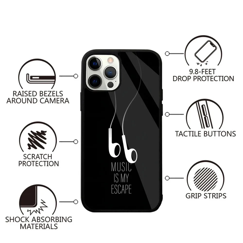 Music On World Off Phone Case For iPhone 16,15,14,13,12,11,Plus,Pro,Max,Mini Magsafe Magnetic Wireless Charging