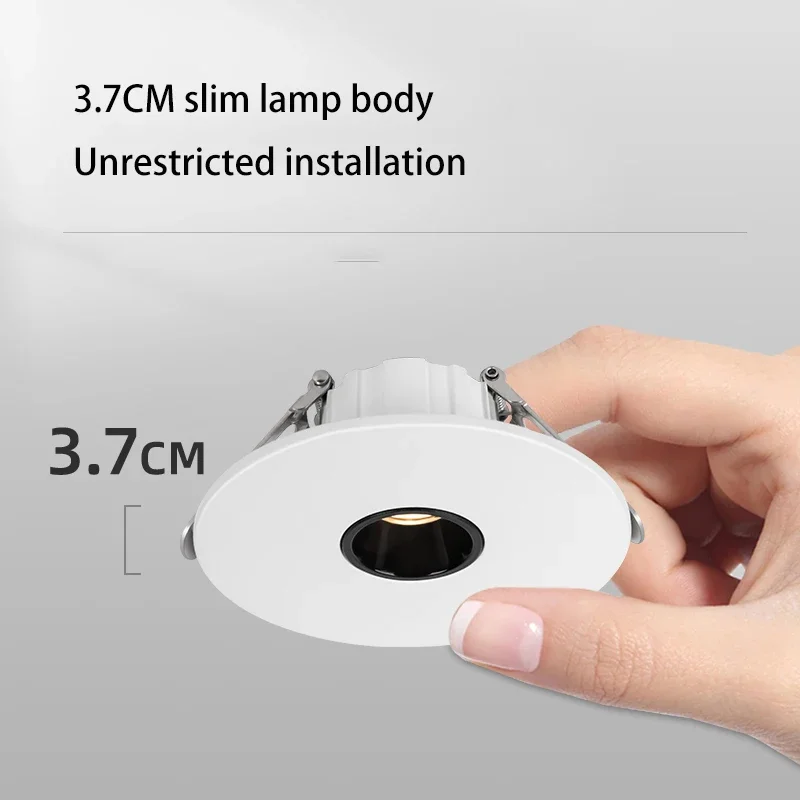 Ultra-thin Led Spotlight Small Beam Angle 3 8 15 Degree Spot Light Recessed Round Atmosphere Dining Table White Black 85-265V