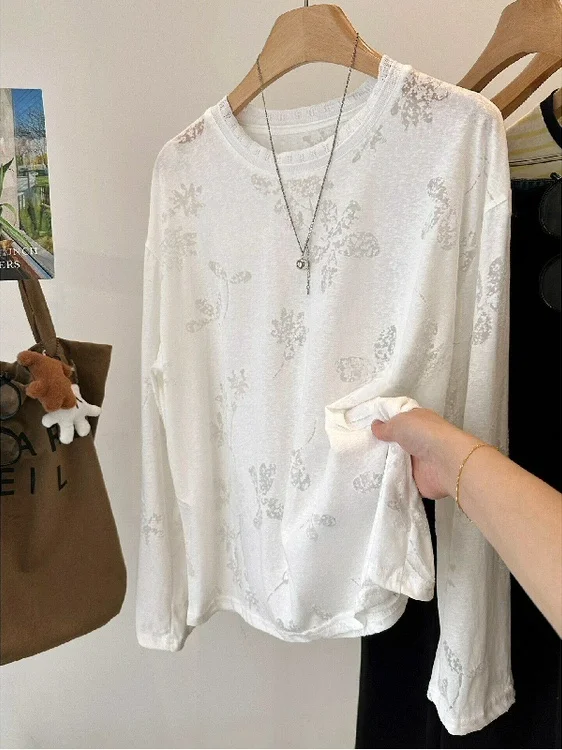 

plus Size Women's Long Sleeve T-Shirt Summer Lightweight Breathable Overhead Cover Sun Protection Top Korean Style Loose Fit
