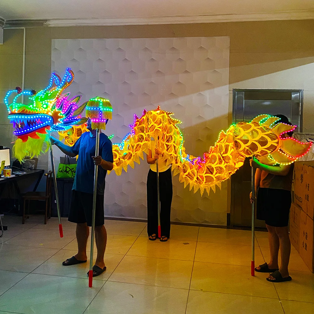 Chinese New Year traditional dragon dance full set of light dragon dance dance props dragon LED lighting dragon dance costumes