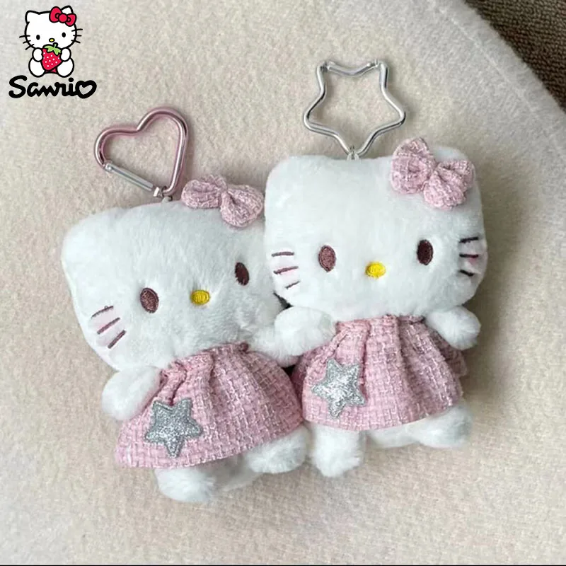 Y2K Hello Kitty Plush Keychain Kawaii Sanrio Accessories Keyring Doll Bag Pendant Plushies Hello Kitty Anime Toy Girl Gift Kid