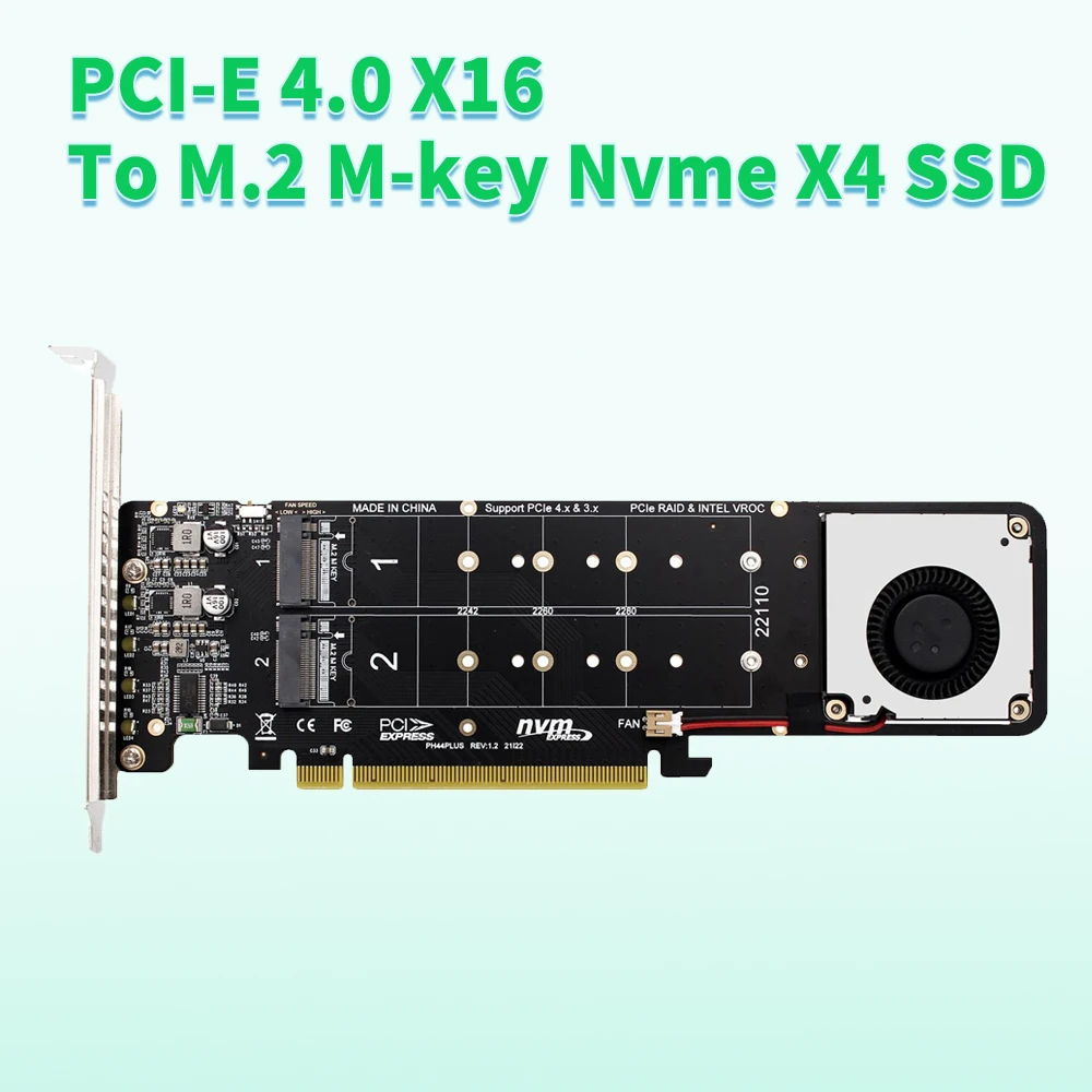 

PCI-E 4,0 X16 до M.2 M-key Nvme X4 SSD 2242/2260/2280/22110 PCIe 16X RAID, адаптер расширения массива, разделенная карта для 2U серверной Фрези