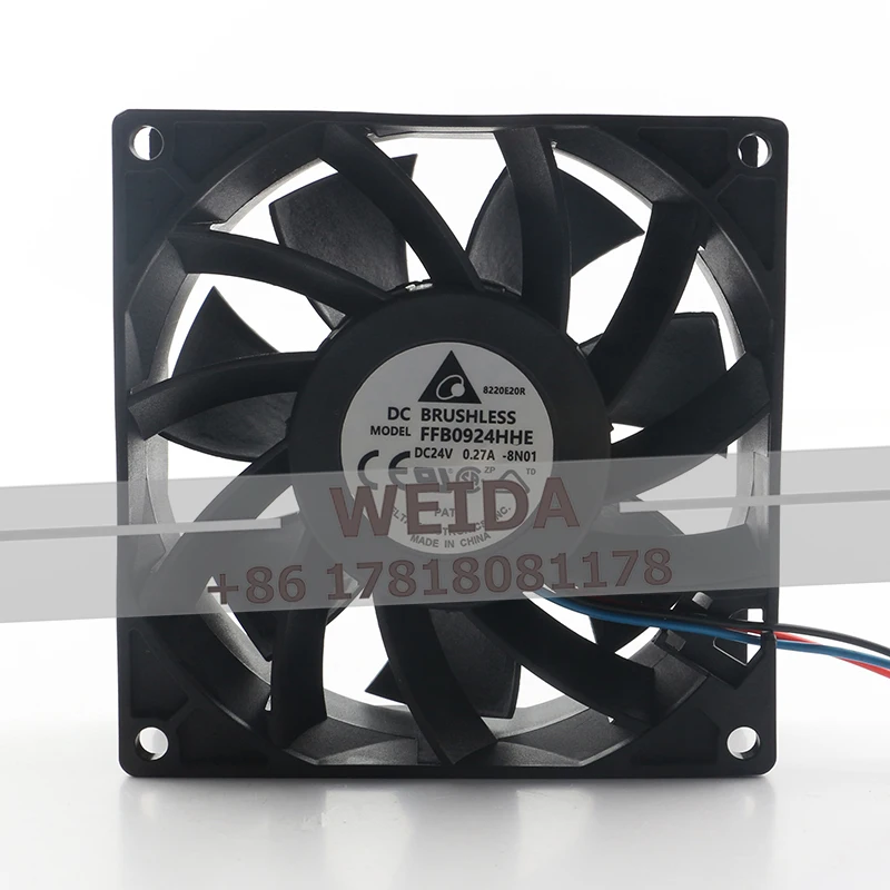 

Delta 24v 0.27A 9038 Ultra-quiet Frequency converter 90X90X38MM Dual ball bearing FFB0924HHE 9CM cooling fan
