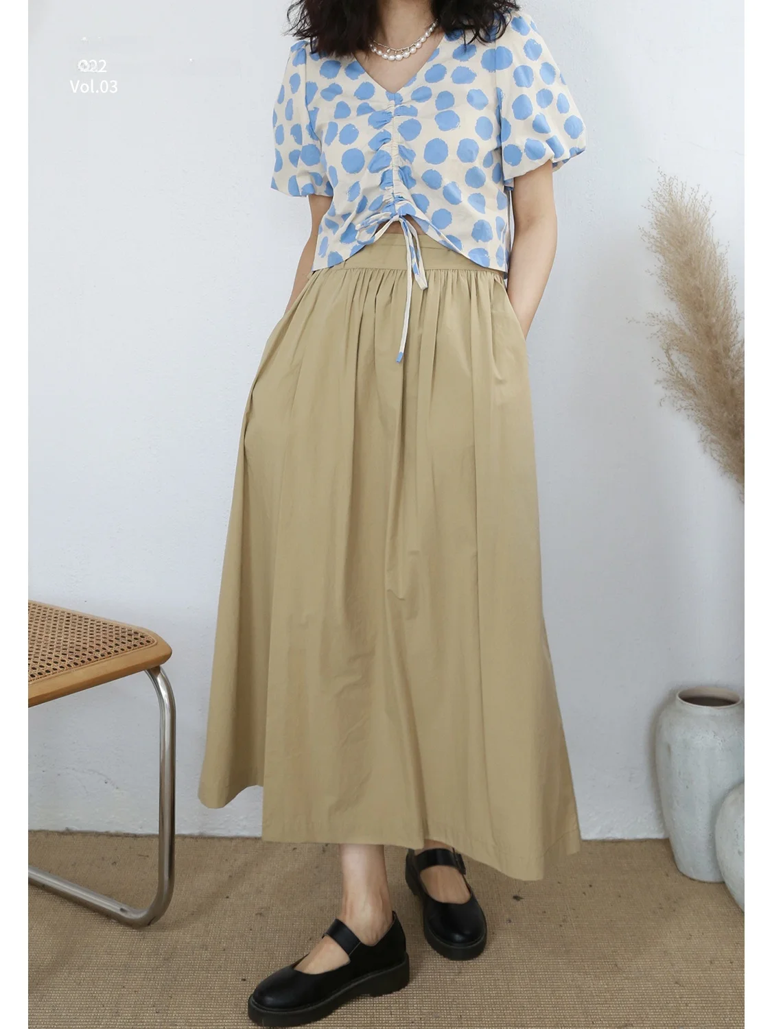 

Loose Cotton A-Line Midi Skirt for Women High Waist Belted Pure Cotton Spring Summer New Arrival Elegant Casual Skirts
