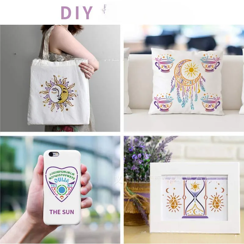 25 قطعة من استنسل كوكبة العرافة قابلة لإعادة الاستخدام DIY قالب رش جرافيتي للرسم على الأثاث والقماش والجدار