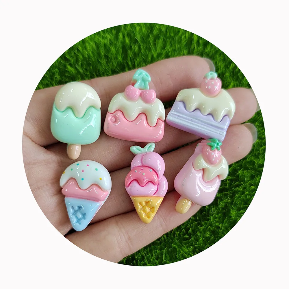 Kawaii Ice Cream Popsicle Resin Flatback Cabochon Decoration Miniature Food for DIY Phone Case Slime Charms