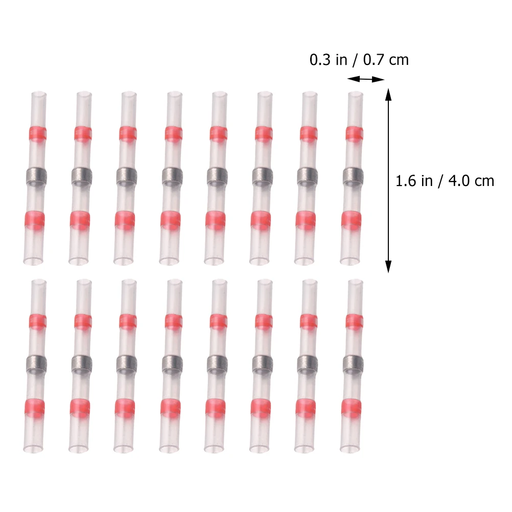 

200Pcs Wire Terminals 22-18AWG Insulated Butt Connectors Red Heat Shrink Sealing Wire Connectors Automotive Marine PE