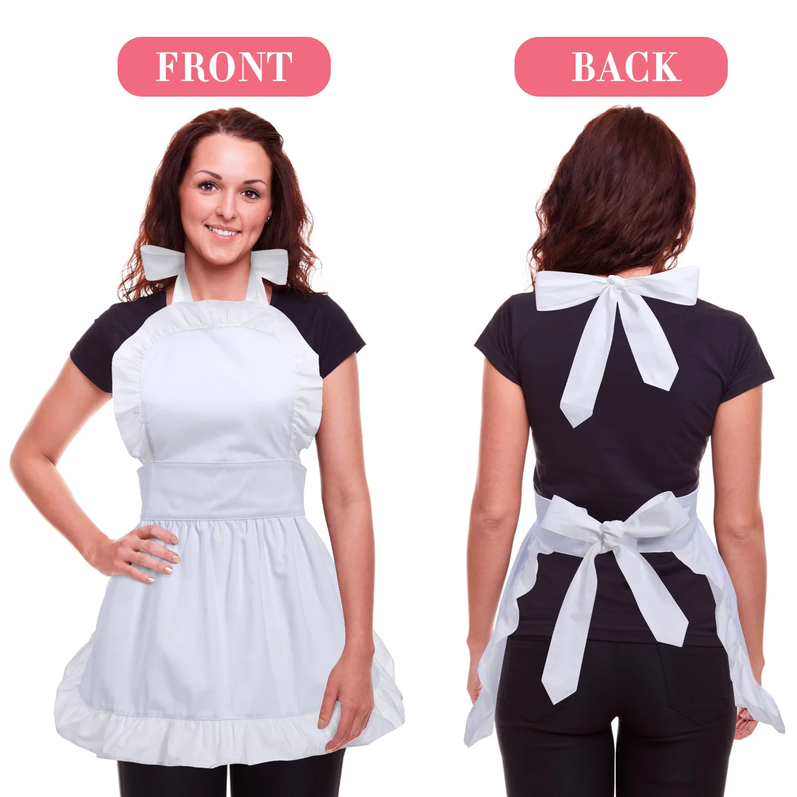 Vintage Ruffle Apron White Outfits for Women Cotton Man Stain Resistant Women's Cargo Trousers