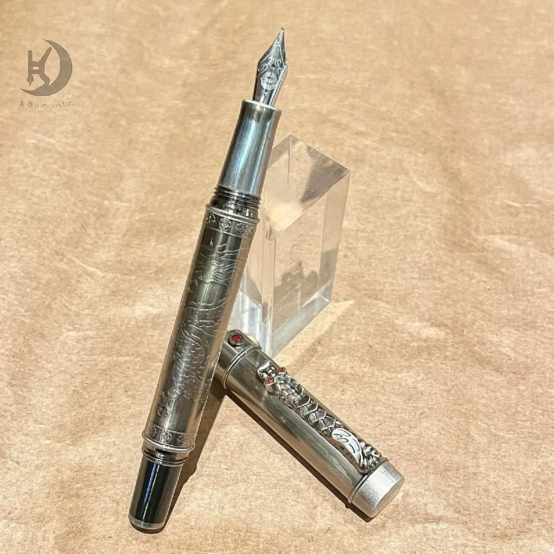 

JD 9675 Dragon clip Ancient Silver Metal Fountain Pen,Chinese Ancient Style Writing Pen,Suitable for Collection