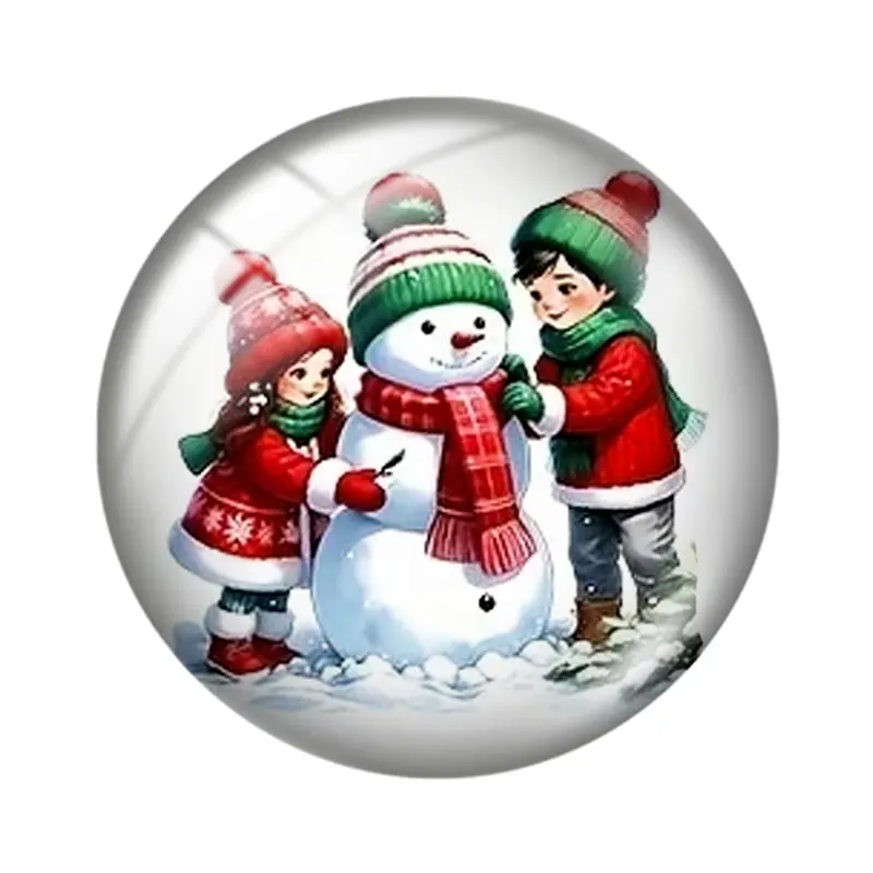 Watercolor Christmas Elements 12/18/20/25mm Glass Cabochon Bracelet Pendant Rings for Jewelry Demo Earrings Back Making Findings - view 6