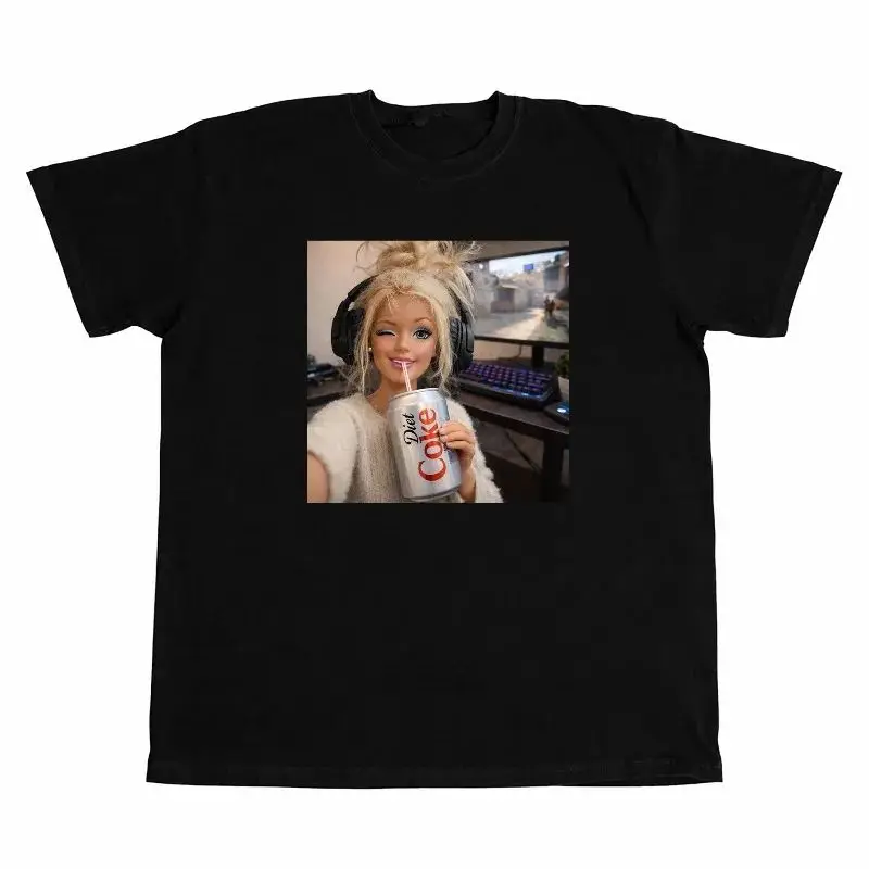 Doll Face Diet Coke Meme Shirt Funny Doll T-Shirt Offensive Weird Gift  Fashion Y2k Tee Casual Loose Top Sportstrear Unisex