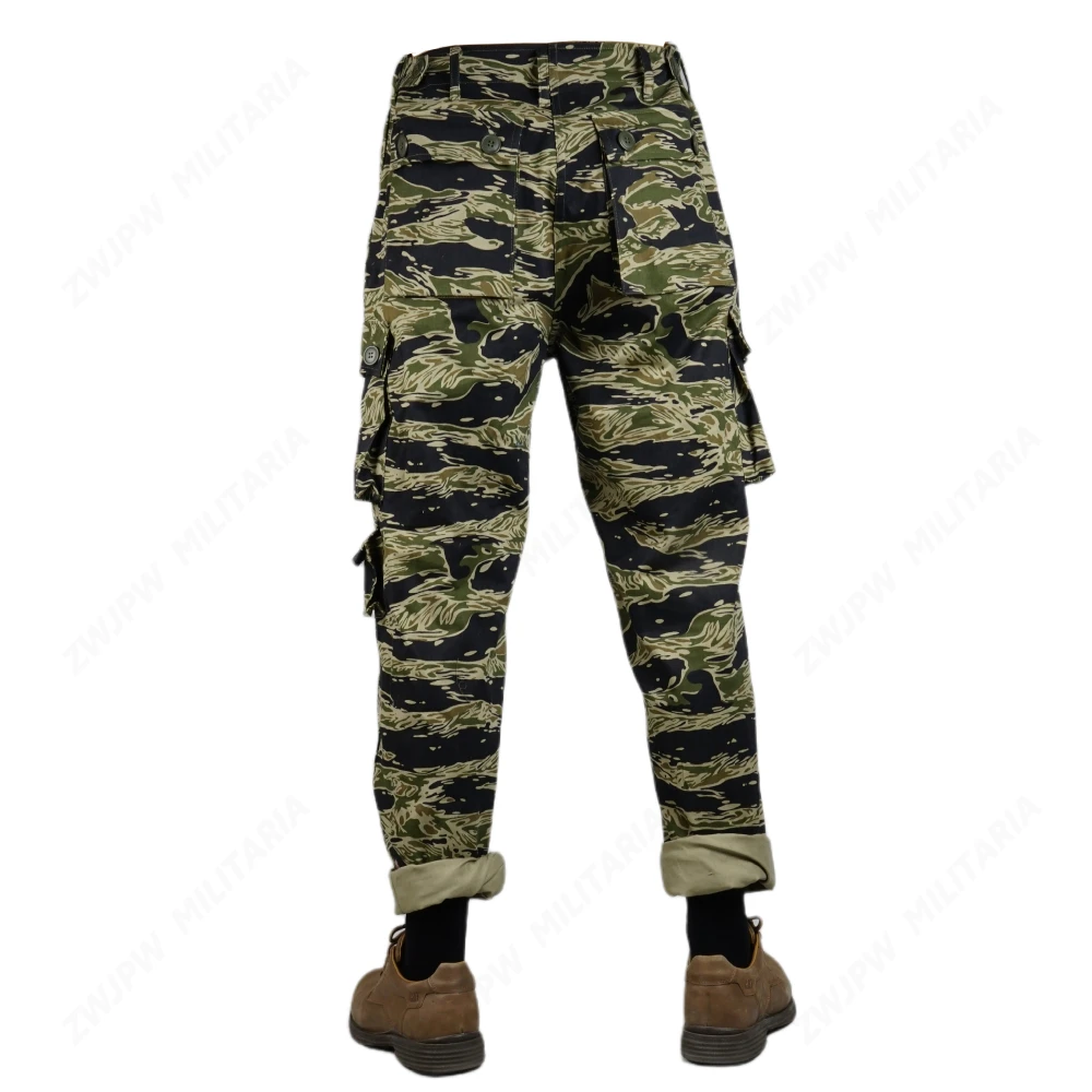 Outdoor Tactical Twill Tiger Spot Work Pants for Men, Pure Cotton, New