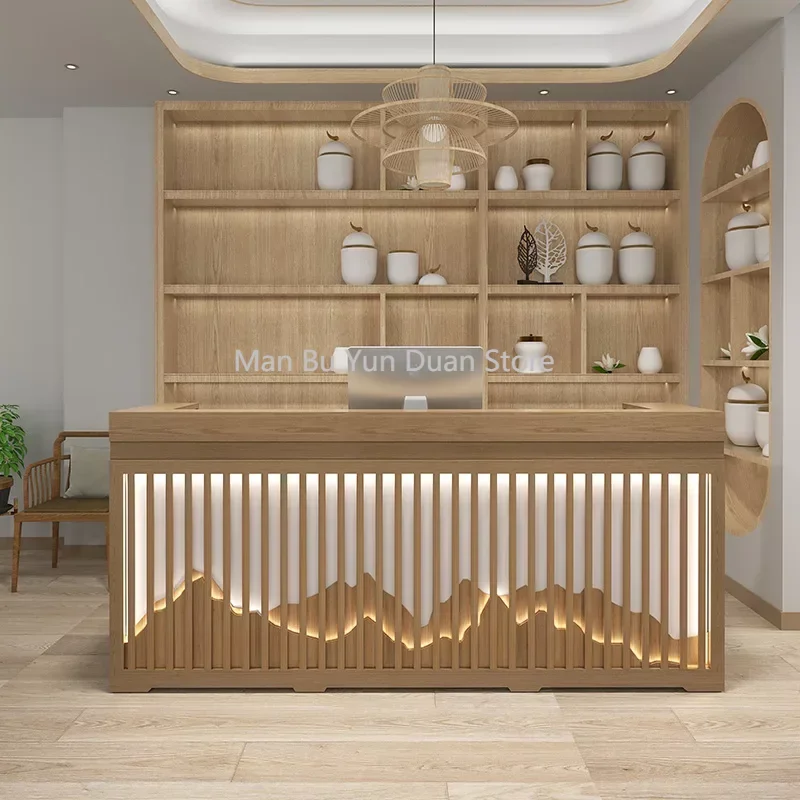 

Simple Bar Restaurant Wine Cabinet Cashier Integrated Front Desk Reception Desk Mostrador Negocio Beauty Salon Furniture