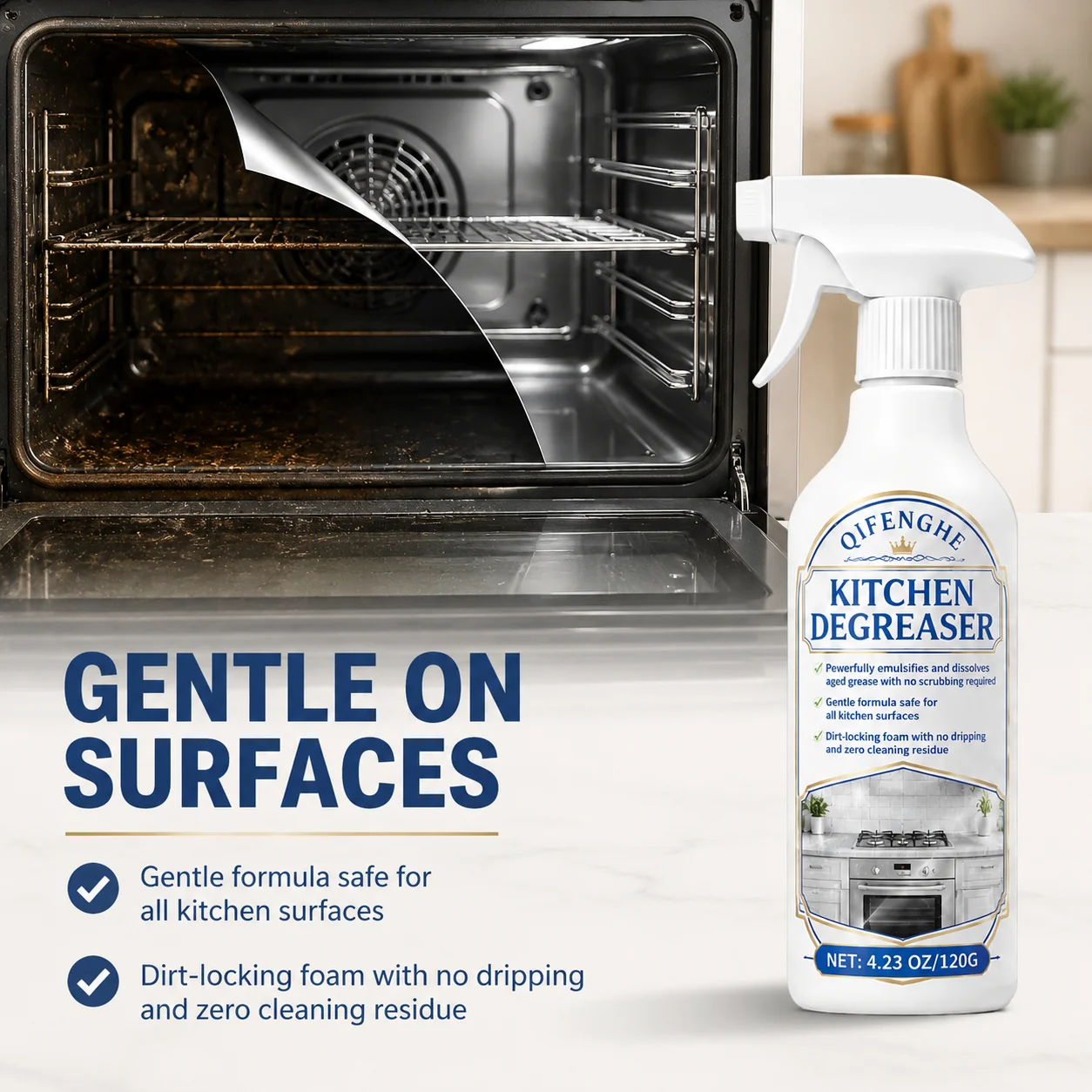 Foam Kitchen Degreaser Lift Burnt Grease From Ovens No Scrubbing Dissolve Tough Oil Stains Leave Zero Residue Clean Finish