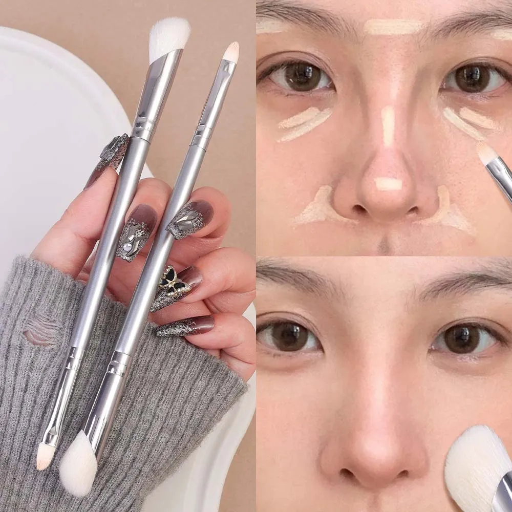 Brocha de maquillaje 2 en 1, delineador de ojos, delineador de labios, Corrector de punta de dedo, cubierta de pincel de mezcla, acné, ojeras, detalle multifunción