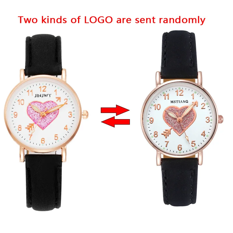 Cute Heart-shaped Dial Glowing Children\'s Watch Luminous Fluorescent Female Student Fashion Watch Simple love at first sight