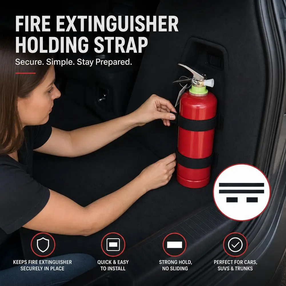 Car Trunk Organizer Elastic Fixing Strap Fire Extinguisher Fixing Strap Universal Storage Bracket Velcro Strip Auto Parts - view 2