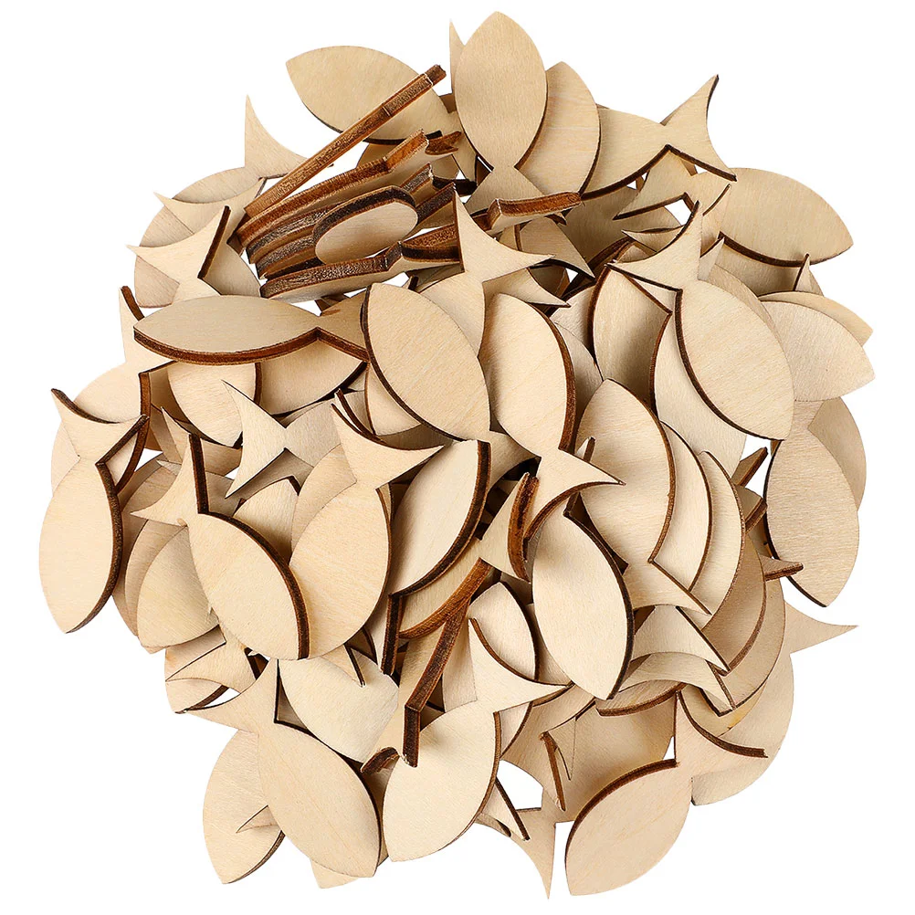 

Solid Fish on Wooden Board Slice Ornaments DIY Chips Animal Unfinished Slices Tags Animals