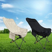 Three Speed High Backrest Moon Outdoor Folding Adjustable Camping Fishing Beach Lounge Chair, Nap Bed