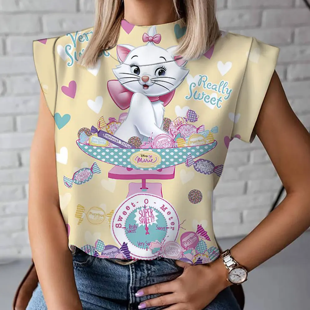 Hello Kitty Dames Coltrui T-Shirt Cartoon Mode Comfortabele Casual Dames T-Shirt Met Korte Mouwen Zomer Dames T-Shirt