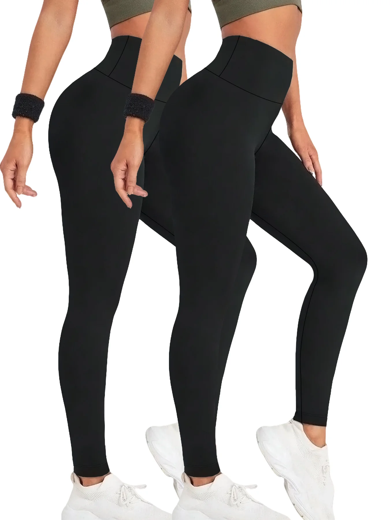 

2 Pack Women's Super Soft Leggings High Waisted Tummy Control No See Through Workout Yoga Running Athletic Push Up Gym Leggings