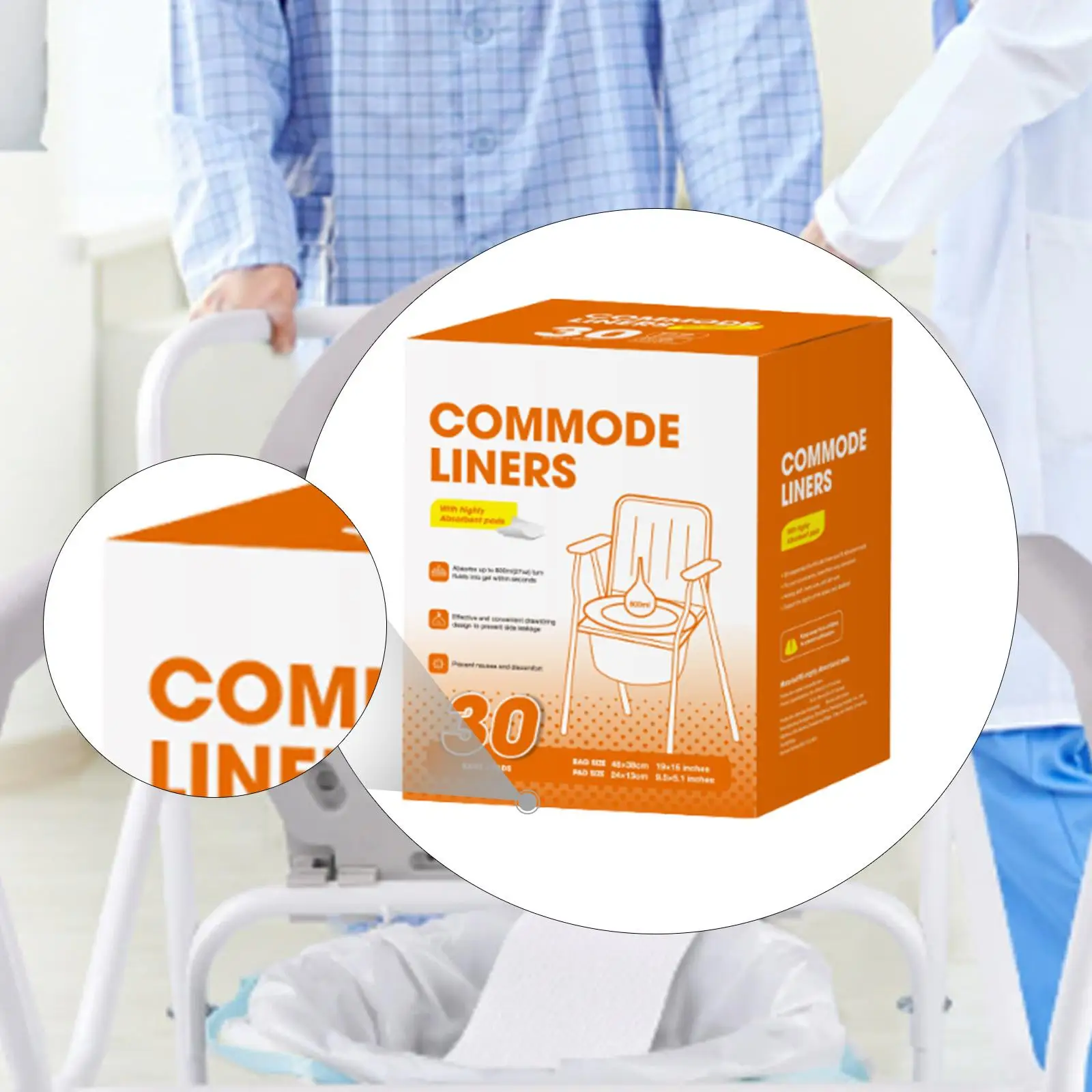 Bedside Commode Liners Portable Toilet Bags Disposable Drawstring Potty Chair Trash Bags for Adult Men Women Outdoor Travel