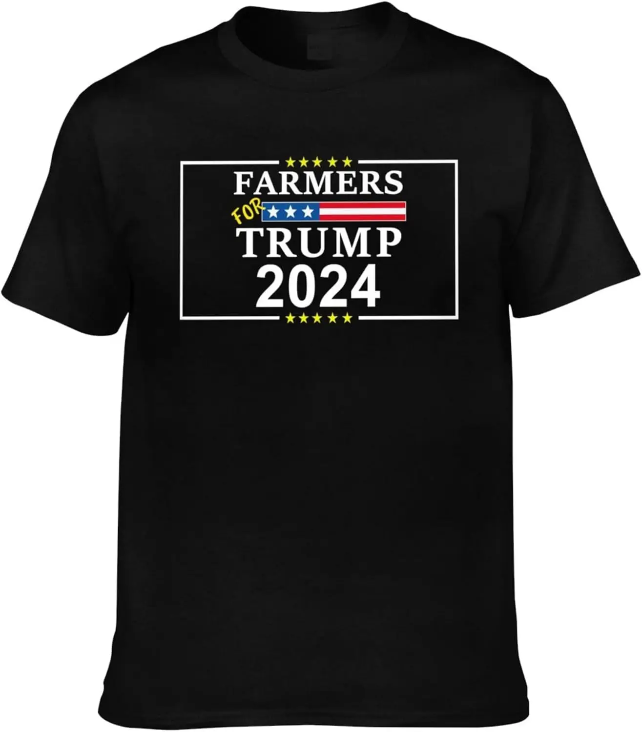 Farmers for TRU-M-P-2024 Flag Interesting Adult Short-Sleeve Crewneck Cotton T-Shirt Men's