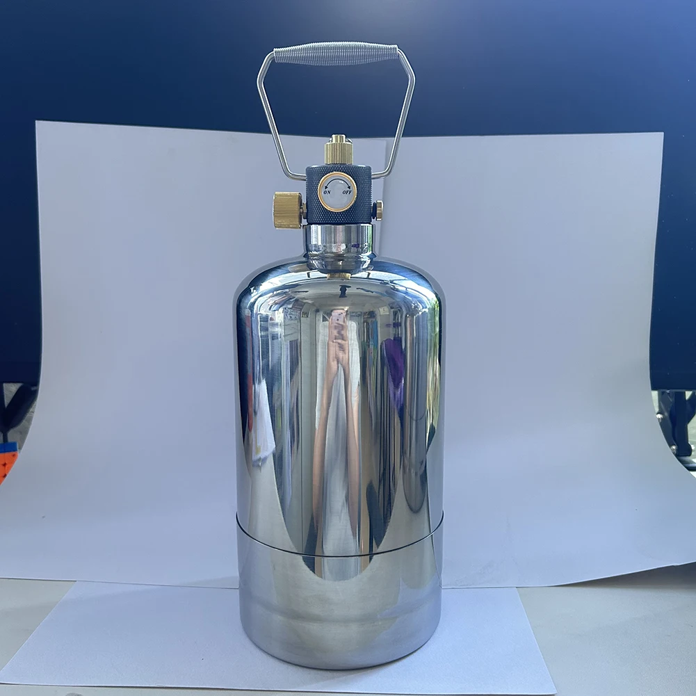 

4-5.5L Outdoor Camping Gas Canister Refillable Fuel Bottle with Gas Valve Stainless Steel Portable Safe Leak-Proof Multiple Size