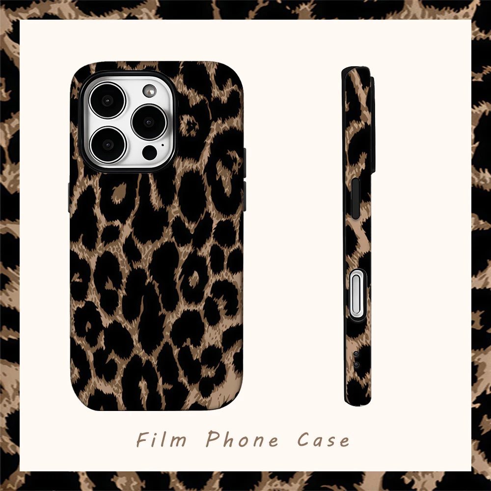 KLASSISCHE LEOPARD Handyhülle für IPhone 16 15 14 13 12 11 X XS XR XSMAX 7 8 Pro Max Plus Doppelschichtige Rückseite