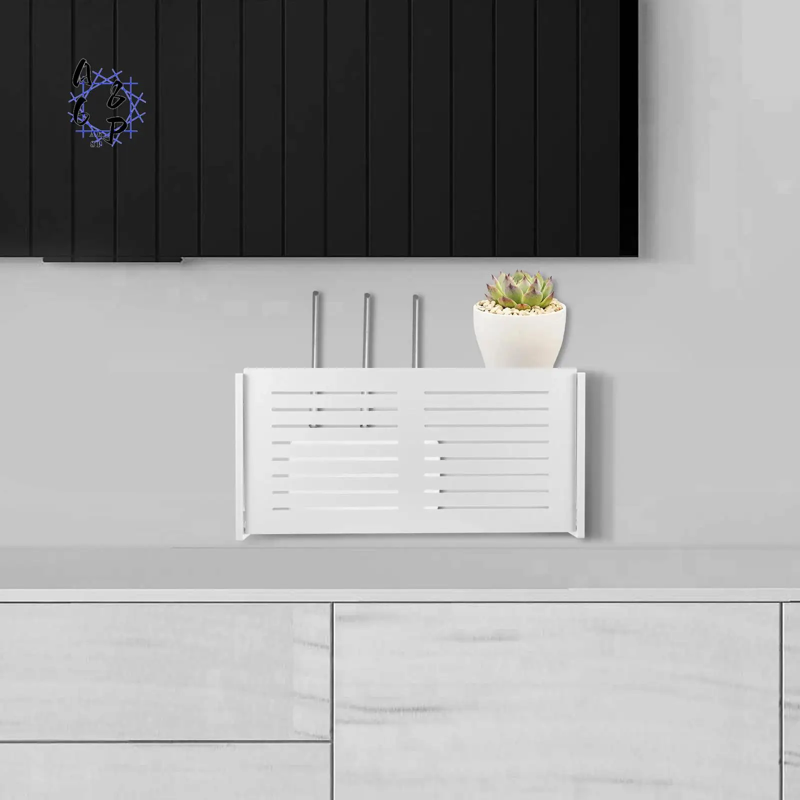 

A68P-Wifi Router Storage Box Wall Mounted Wireless Panel Shelf Plug Board Bracket Cable Organizer Home Decor