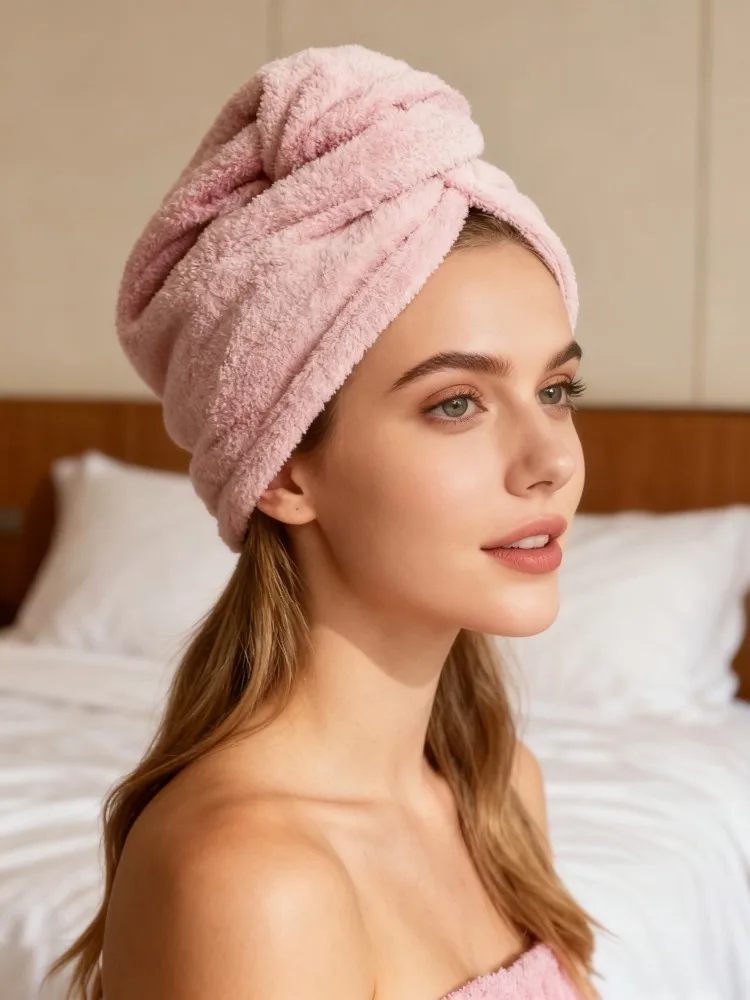 Toalla de microfibra para el cabello, súper absorbente, de secado rápido, suave, ajustable, sin daños, para mujeres, niñas, baño, viajes diarios