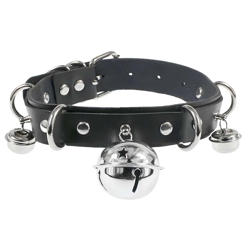 فاسق الأزياء المتناثرة مبالغ فيها مثير بو الجلود طوق مميزة جرس قلادة قلادة #5