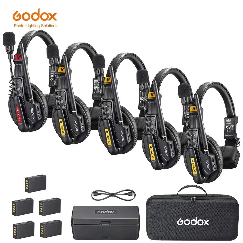 

Система гарнитур GODOX SKYTALK AIR с мониторингом в реальном времени, беспроводная связь 2.4G, дальность передачи 500 м для киносъемочных групп