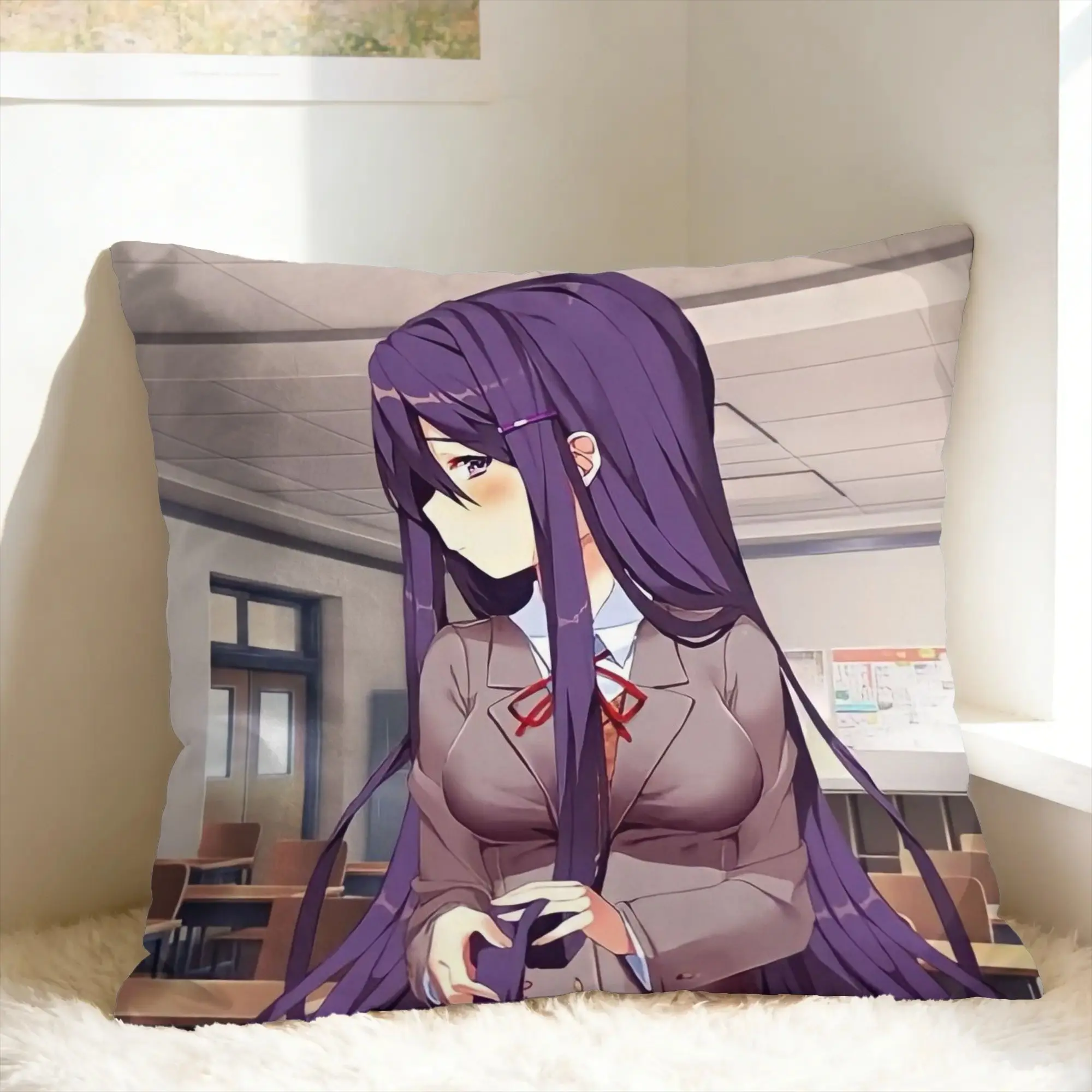 DDLC Anime Girl Y-Yuri Pillow Cover  Morden Pillow Case For Living Room Sofa Soft Pillowcases Gift Idea